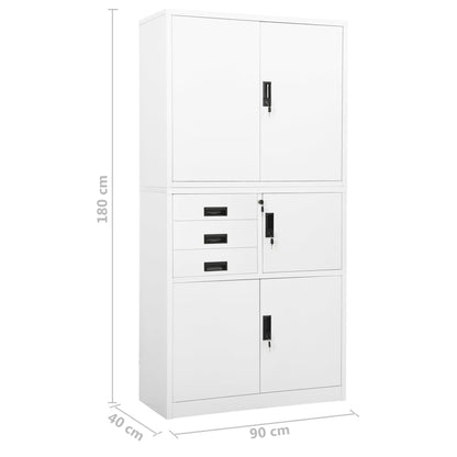 Büroschrank Weiß 90x40x180 cm Stahl