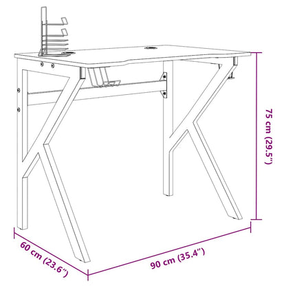 Gaming-Schreibtisch mit K-Gestell Schwarz 90x60x75 cm