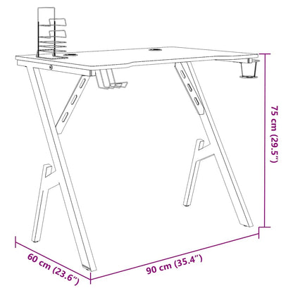 Gaming-Schreibtisch mit Y-Gestell Schwarz 90x60x75 cm