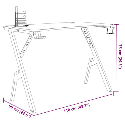 Gaming-Schreibtisch mit Y-Gestell Schwarz und Rot 110x60x75 cm