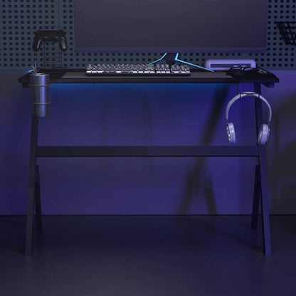 Gaming-Schreibtisch mit LED Y-Gestell Schwarz 110x60x75 cm