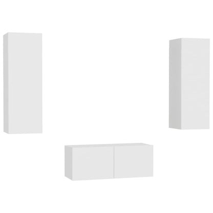 3-tlg. TV-Schrank-Set Weiß Holzwerkstoff
