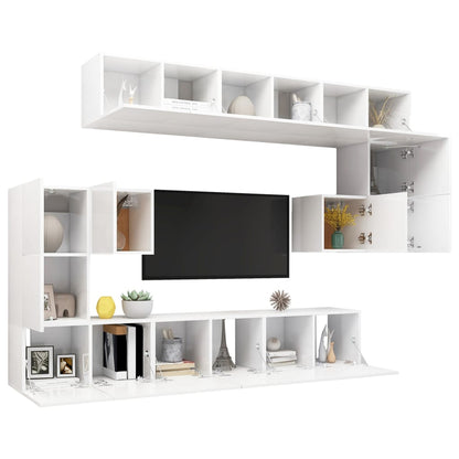 10-tlg. TV-Schrank-Set Weiß Holzwerkstoff