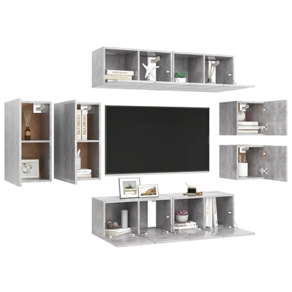 8-tlg. TV-Schrank-Set Betongrau Holzwerkstoff
