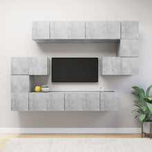10-tlg. TV-Schrank-Set Betongrau Holzwerkstoff