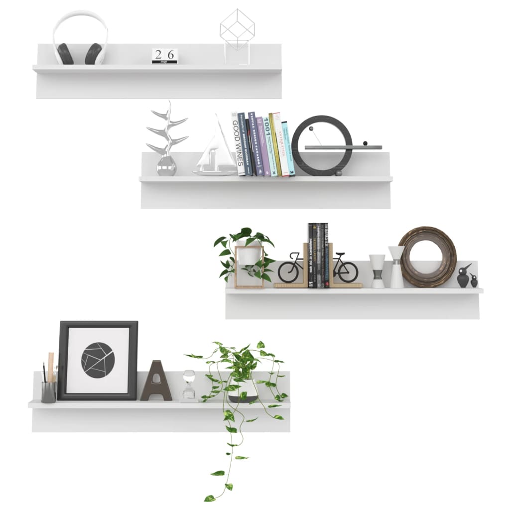 Wandregale 4 Stk. Weiß 80x11,5x18 cm Holzwerkstoff