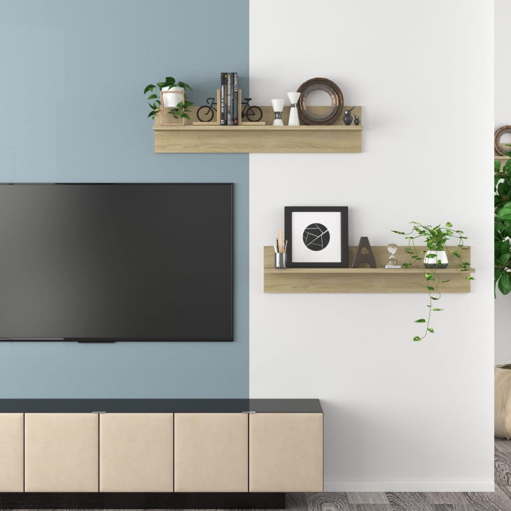 Wandregale 2 Stk. Sonoma-Eiche 80x11,5x18 cm Holzwerkstoff