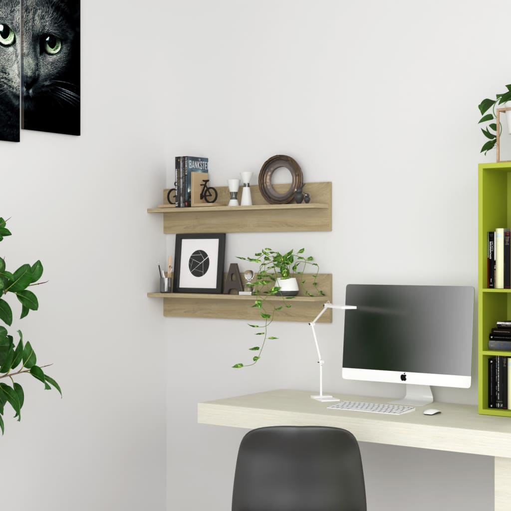 Wandregale 2 Stk. Sonoma-Eiche 80x11,5x18 cm Holzwerkstoff