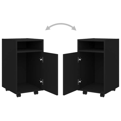 Beistellschrank mit Rollen Schwarz 33x38x60 cm Holzwerkstoff