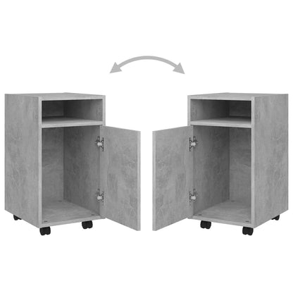 Beistellschrank mit Rollen Betongrau 33x38x60 cm Holzwerkstoff