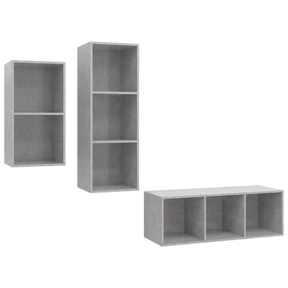 3-tlg. TV-Schrank-Set Betongrau Holzwerkstoff