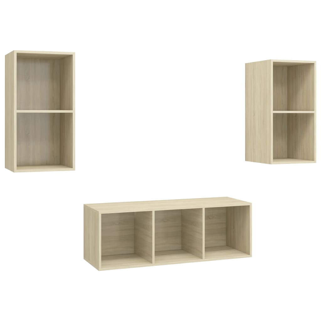 3-tlg. TV-Schrank-Set Sonoma-Eiche Holzwerkstoff