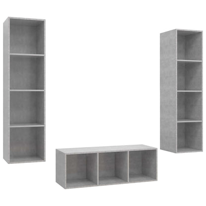 3-tlg. TV-Schrank-Set Betongrau Holzwerkstoff