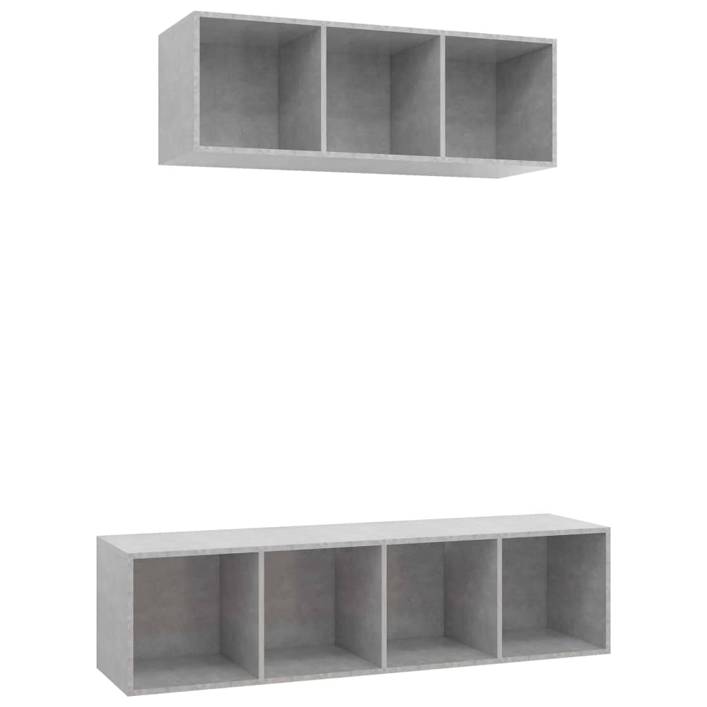 2-tlg. TV-Schrank-Set Betongrau Holzwerkstoff