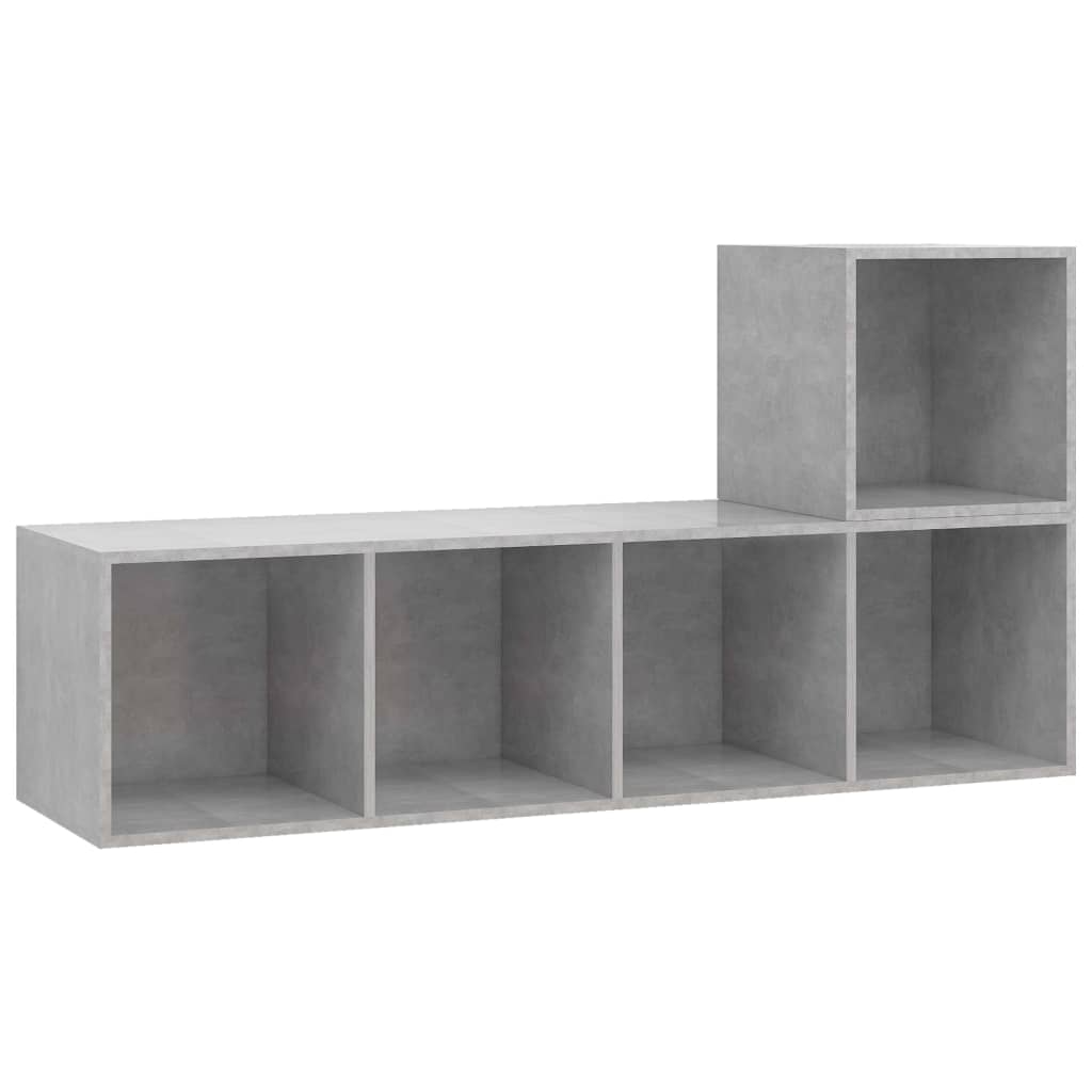 2-tlg. TV-Schrank-Set Betongrau Holzwerkstoff
