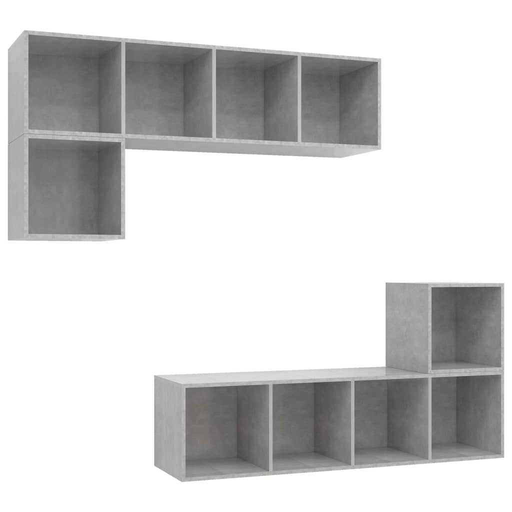 4-tlg. TV-Schrank-Set Betongrau Holzwerkstoff