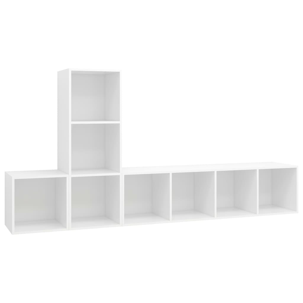 3-tlg. TV-Schrank-Set Weiß Holzwerkstoff