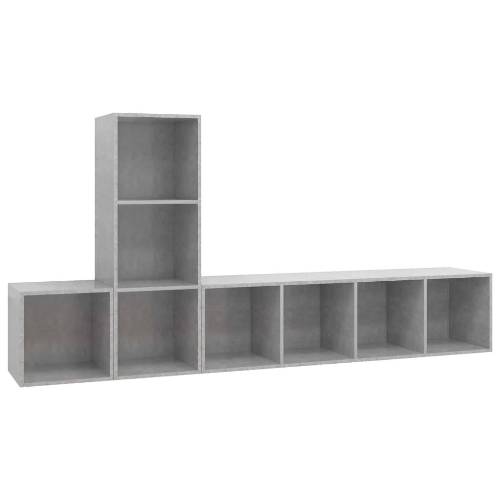 3-tlg. TV-Schrank-Set Betongrau Holzwerkstoff