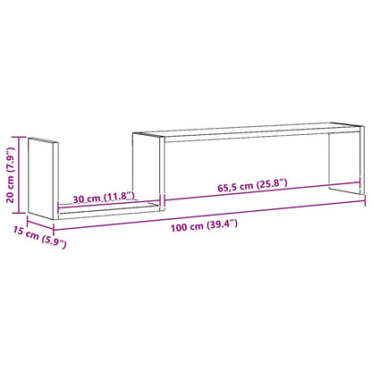 Wandregale 2 Stk. Betongrau 100x15x20 cm Holzwerkstoff