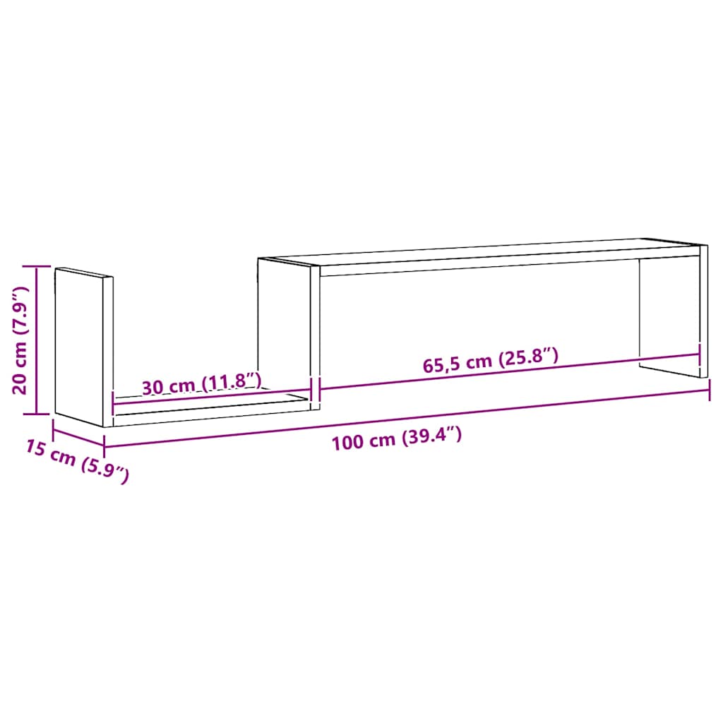 Wandregale 2 Stk. Hochglanz-Weiß 100x15x20 cm Holzwerkstoff