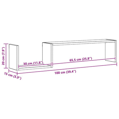 Wandregale 2 Stk. Hochglanz-Weiß 100x15x20 cm Holzwerkstoff