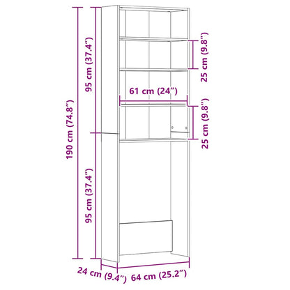 Waschmaschinenschrank Weiß 64x24x190 cm