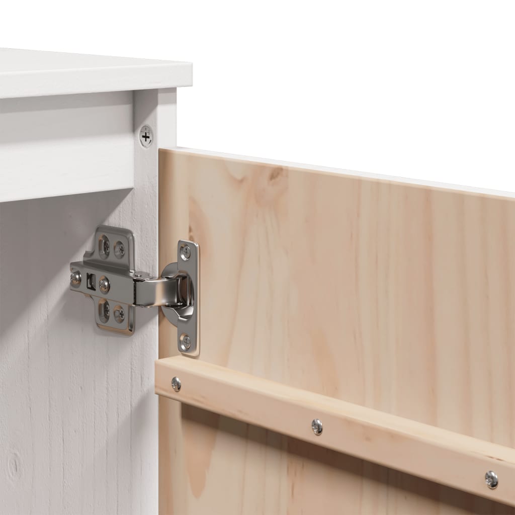 Beistellschrank Weiß 60x36x65 cm Massivholz Kiefer