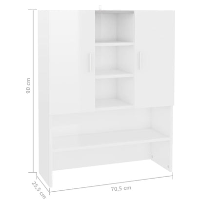 Waschmaschinenschrank Hochglanz-Weiß 70,5x25,5x90 cm