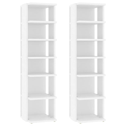 Schuhschränke 2 Stk. Weiß 27,5x27x102 cm Holzwerkstoff