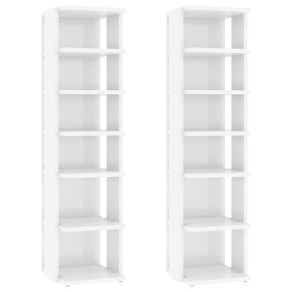 Schuhschränke 2 Stk. Hochglanz-Weiß 27,5x27x102 cm