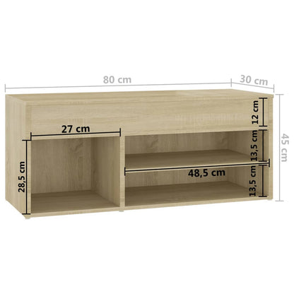 Schuhbank Sonoma-Eiche 80x30x45 cm Holzwerkstoff