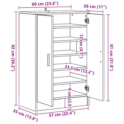 Schuhschrank Schwarz 60x35x92 cm Holzwerkstoff