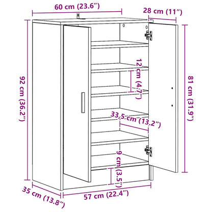Schuhschrank Sonoma-Eiche 60x35x92 cm Holzwerkstoff