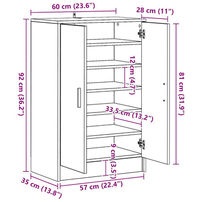 Schuhschrank Betongrau 60x35x92 cm Holzwerkstoff