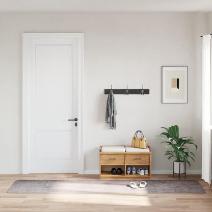 Teppich Waschbar 80x300 cm Grau Rutschfest