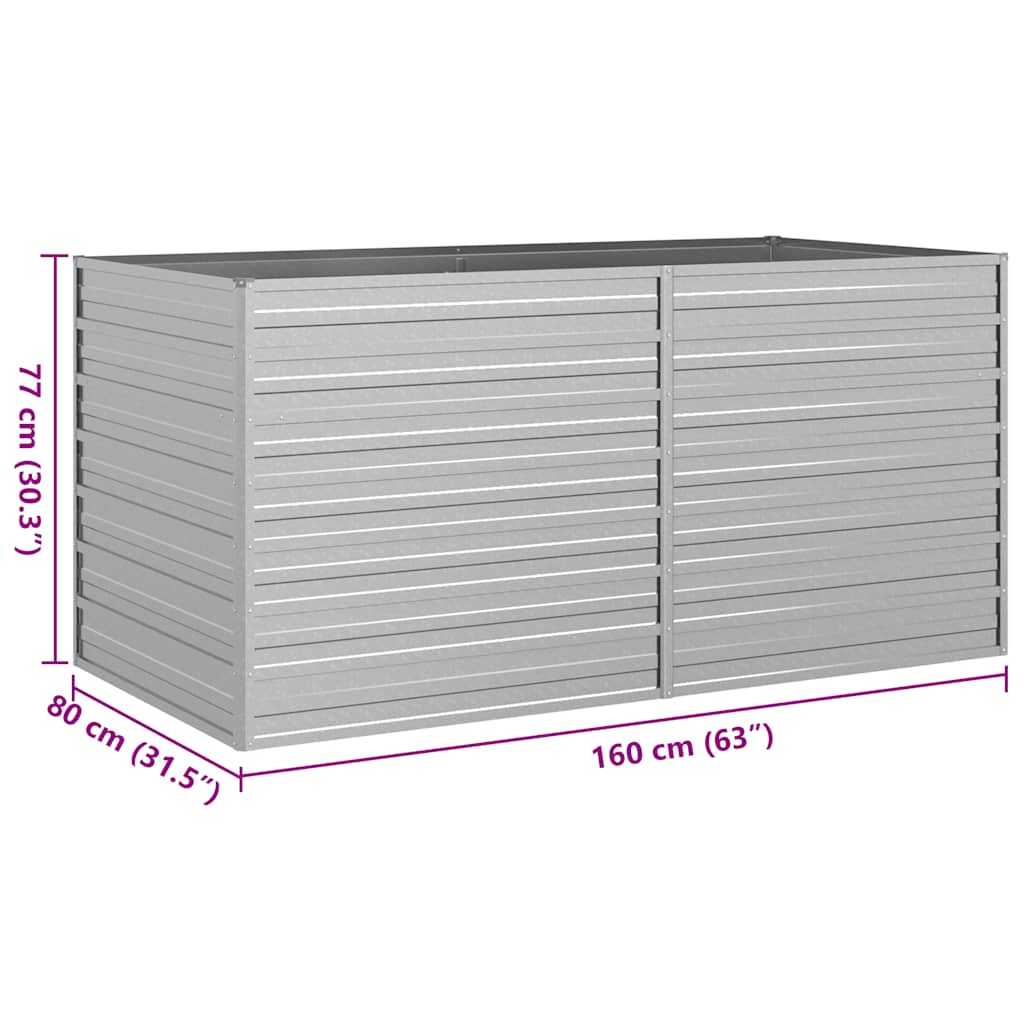 Garten-Hochbeet 160x80x77 cm Verzinkter Stahl Silbern