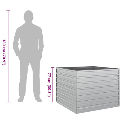 Garten-Hochbeet 100x100x77 cm Verzinkter Stahl Silber