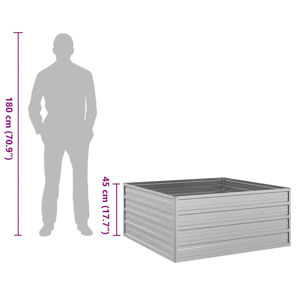 Garten-Hochbeet 100x100x45 cm Verzinkter Stahl Silber