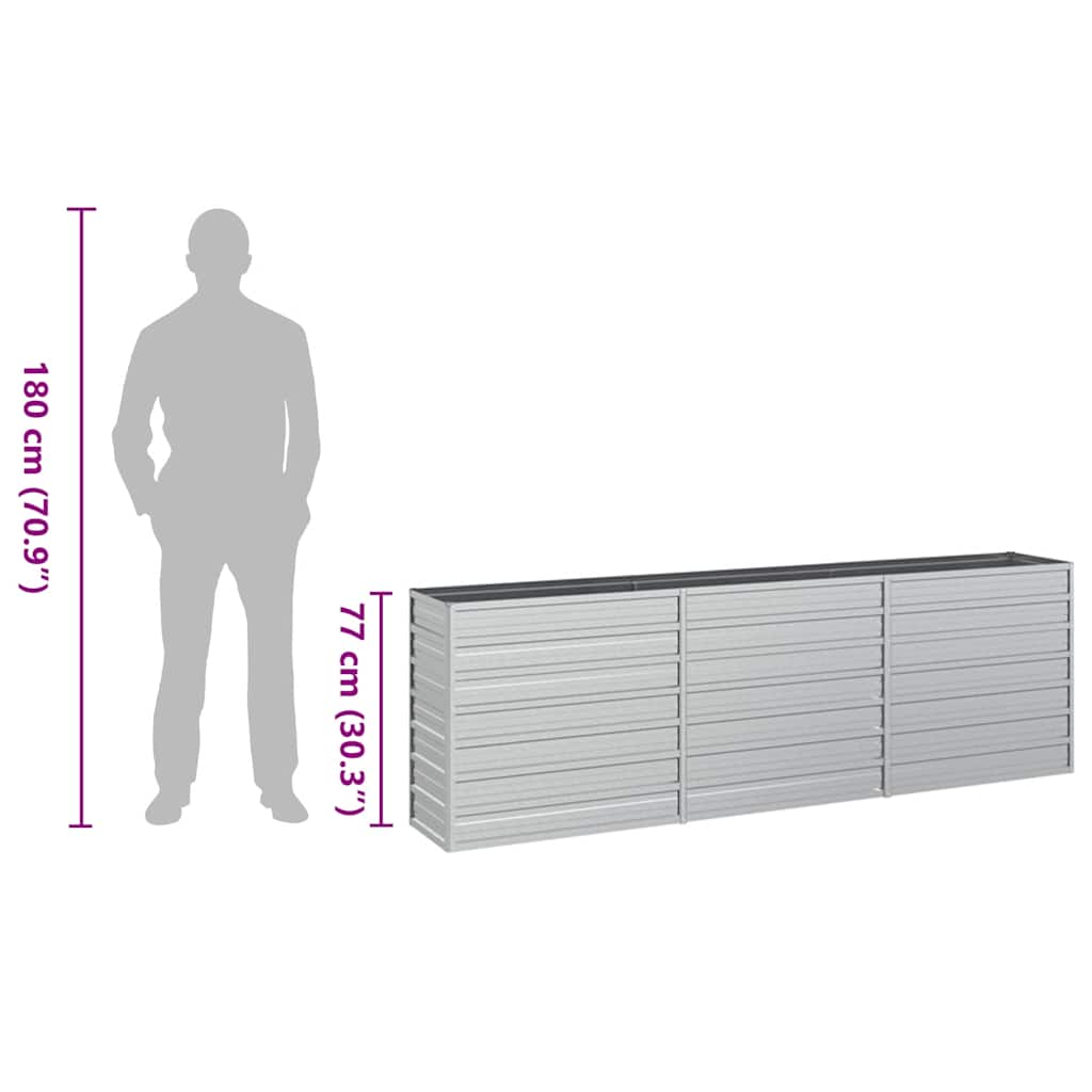 Garten-Hochbeet 240x40x77 cm Verzinkter Stahl Silbern