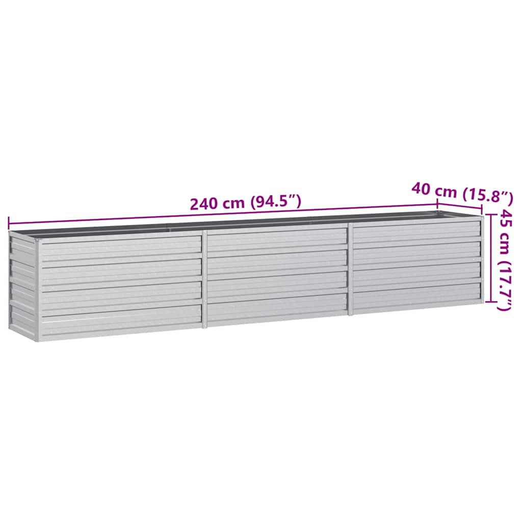 Garten-Hochbeet 240x40x45 cm Verzinkter Stahl Silber