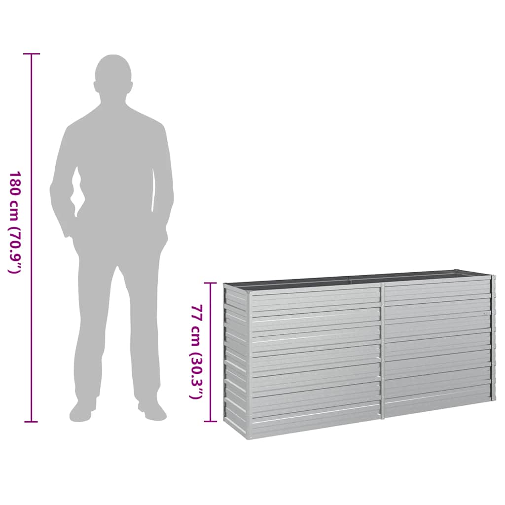 Garten-Hochbeet 160x40x77 cm Verzinkter Stahl Silber