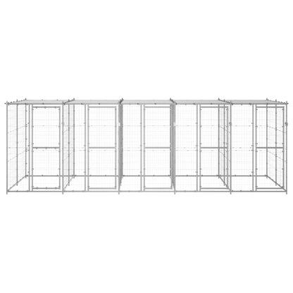 Outdoor-Hundezwinger mit Überdachung Verzinkter Stahl 12,1 m²