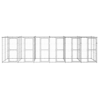 Outdoor-Hundezwinger mit Überdachung Verzinkter Stahl 14,52 m²