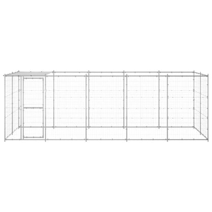 Outdoor-Hundezwinger mit Überdachung Verzinkter Stahl 12,1 m²