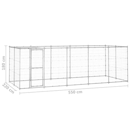 Outdoor-Hundezwinger mit Überdachung Verzinkter Stahl 12,1 m²