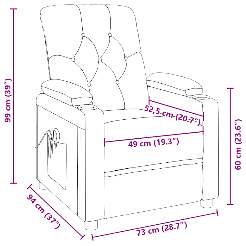 Massagesessel Dunkelbraun Stoff