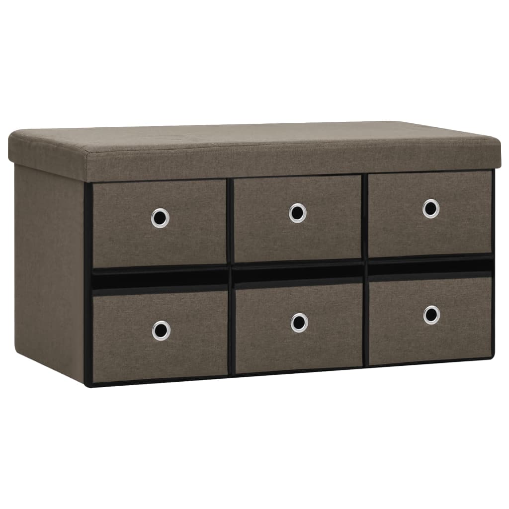 Faltbare Sitzbank mit Stauraum Braun 76x38x38 cm Leinenoptik