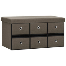 Faltbare Sitzbank mit Stauraum Braun 76x38x38 cm Leinenoptik