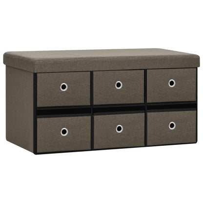 Faltbare Sitzbank mit Stauraum Braun 76x38x38 cm Leinenoptik