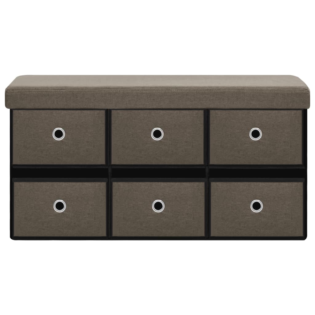 Faltbare Sitzbank mit Stauraum Braun 76x38x38 cm Leinenoptik